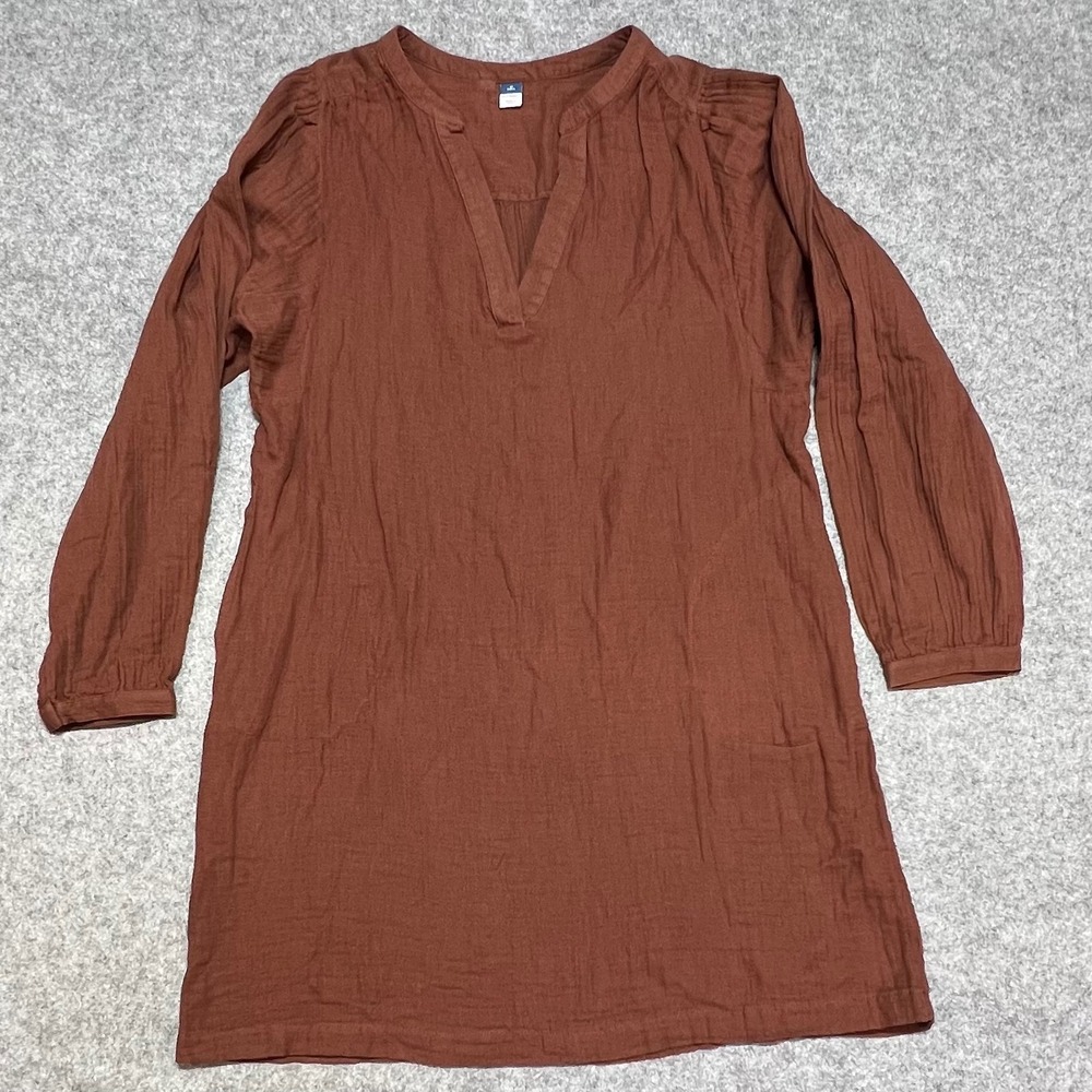 Old‎ Navy Terracotta Brown Gauze V-Neck Long Sleeve Cover Up Mini Dress Med Tall